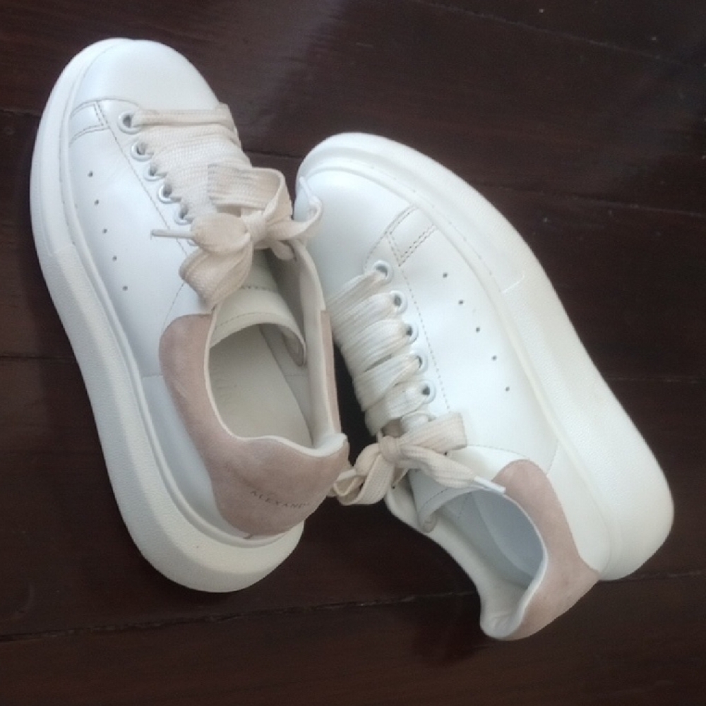 Alexander McQueen White and Tan Sneakers Minimalist Design